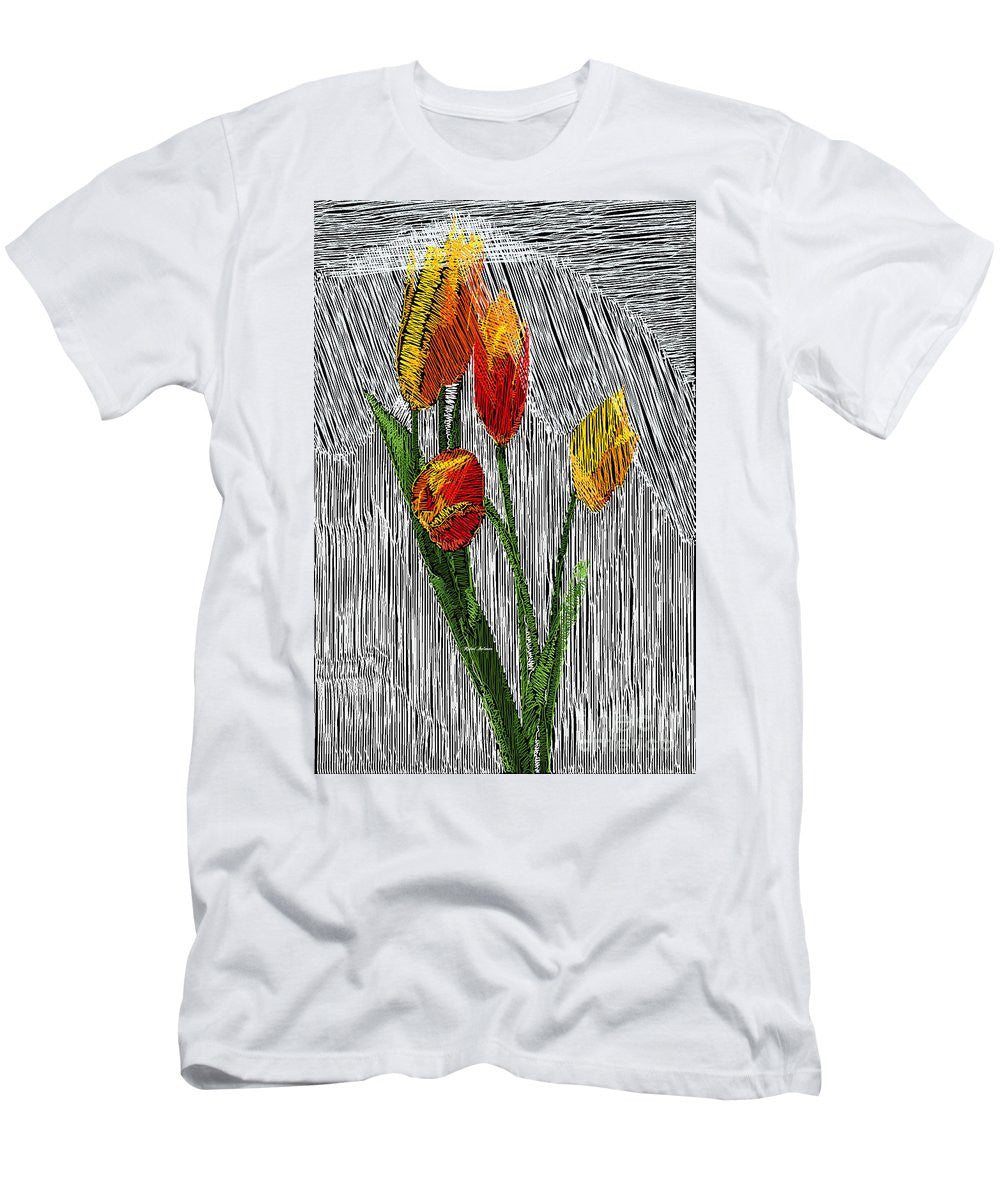 T-shirt pour homme (coupe ajustée) - Tulipes jaunes