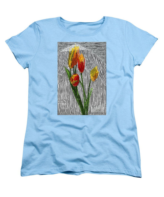 T-shirt femme (coupe standard) - Tulipes jaunes