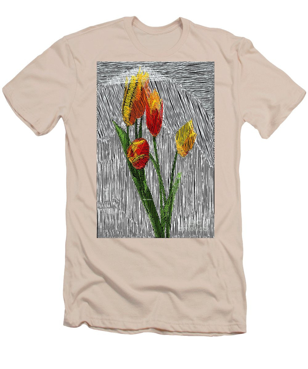 T-shirt pour homme (coupe ajustée) - Tulipes jaunes