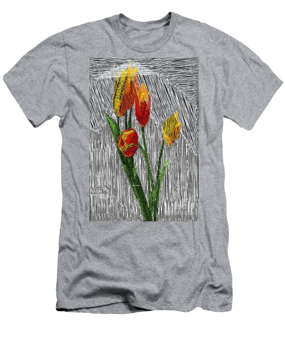 T-shirt pour homme (coupe ajustée) - Tulipes jaunes