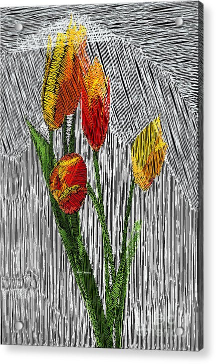 Impression sur acrylique - Tulipes jaunes