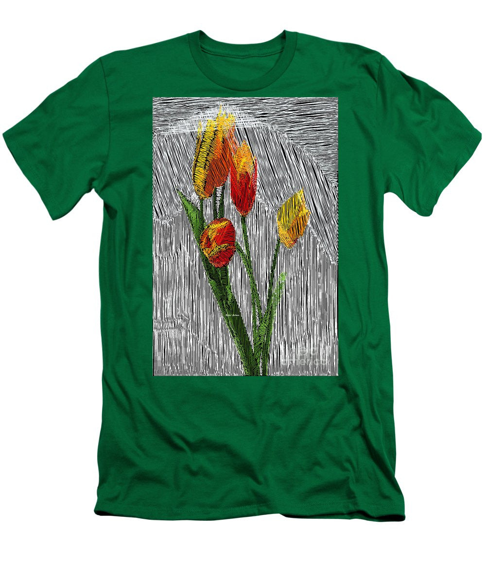 T-shirt pour homme (coupe ajustée) - Tulipes jaunes