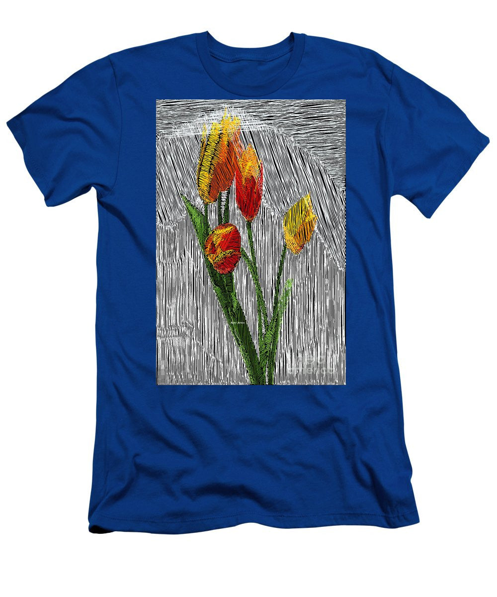 T-shirt pour homme (coupe ajustée) - Tulipes jaunes