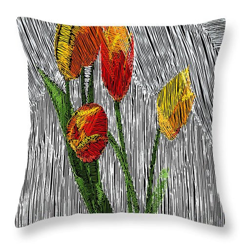 Throw Pillow - Yellow Tulips