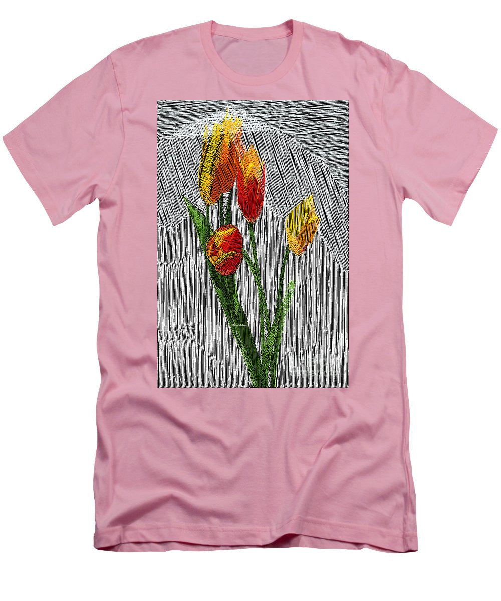 T-shirt pour homme (coupe ajustée) - Tulipes jaunes